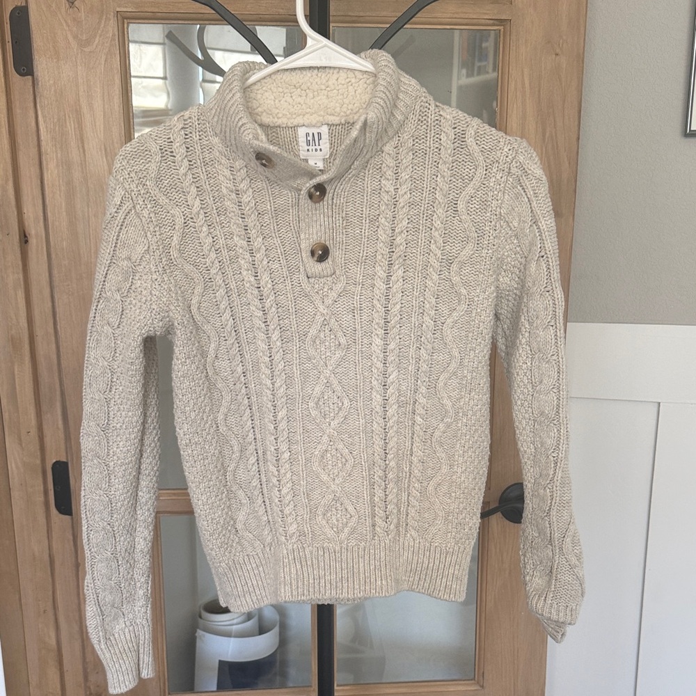 GAP Kids Cable Knit Turtleneck Sweater in Oatmeal